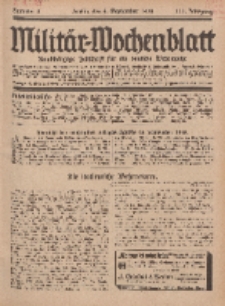 Militär-Wochenblatt : unabhängige Zeitschrift für die deutsche Wehrmacht, 113. Jahrgang, 4. September 1928, Nr 9.