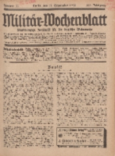 Militär-Wochenblatt : unabhängige Zeitschrift für die deutsche Wehrmacht, 113. Jahrgang, 18. September 1928, Nr 11.
