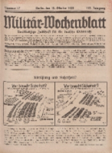 Militär-Wochenblatt : unabhängige Zeitschrift für die deutsche Wehrmacht, 113. Jahrgang, 18. Oktober 1928, Nr 15.