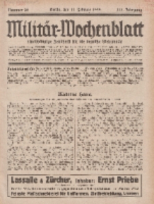 Militär-Wochenblatt : unabhängige Zeitschrift für die deutsche Wehrmacht, 113. Jahrgang, 11. Februar 1929, Nr 30.