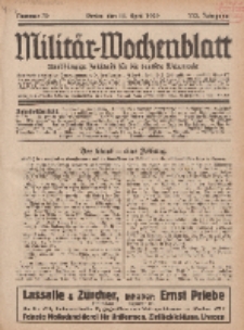 Militär-Wochenblatt : unabhängige Zeitschrift für die deutsche Wehrmacht, 113. Jahrgang, 18. April 1929, Nr 39.