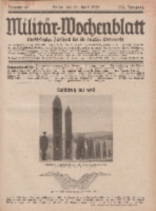 Militär-Wochenblatt : unabhängige Zeitschrift für die deutsche Wehrmacht, 113. Jahrgang, 25. April 1929, Nr 40.