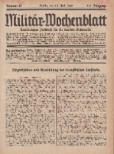 Militär-Wochenblatt : unabhängige Zeitschrift für die deutsche Wehrmacht, 113. Jahrgang, 18. Mai 1929, Nr 43.