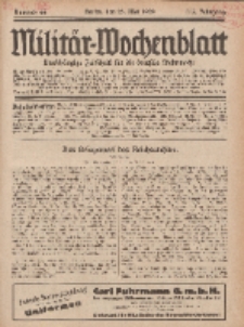 Militär-Wochenblatt : unabhängige Zeitschrift für die deutsche Wehrmacht, 113. Jahrgang, 25. Mai 1929, Nr 44.