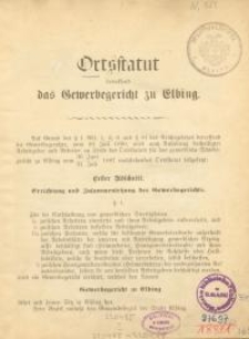 Ortstatut betreffend das Gewerbegericht zu Elbing