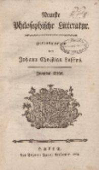 Neueste Philosophische Litteratur, Zweytes St&uuml;ck