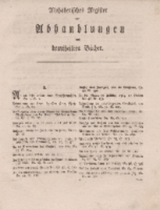 Königsbergsche Gelehrte und Politische Zeitungen. Mit allergnädigster Freyheit, Alphabetisches Register der Abhandlungen und beurtheilten Bücher, 1765