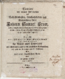 Cantate bey solenner Introduction des [...] Johann Samuel From […] die Würde eines Conrectoris [...]
