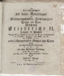 Bey dem Gedächtnissfest des hohen Geburstages [...] Herrn Friederichs II [...] auf dem Elbingschen Gymnasio […]