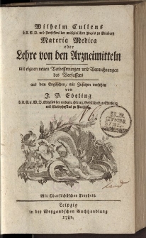 Materia Medica oder Lehre von den Arzneimitteln mit eignen neuen Verbesserungen und Vermehrungen des Verfassers […]