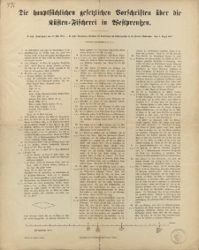 Die hauptsächlichen gesetzlichen Vorschriften über die Küsten-Fischerei in Westpreuβen