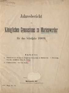 Jahresbericht des Königlichen Gymnasiums zu Marienwerder für das Schuljahr 1890/91