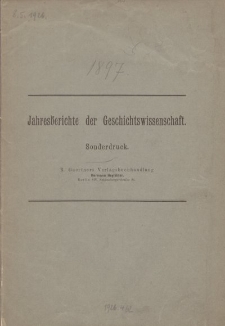 Jahresberichte der Geschichtswissenschaft. Sonderdruck