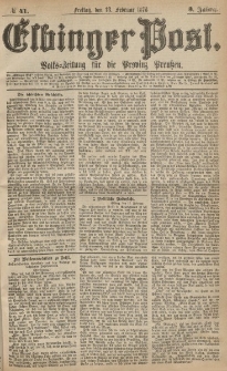 Elbinger Post, Nr.41 Freitag 18 Februar 1876, 3 Jh