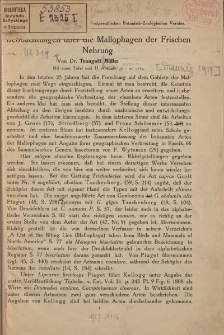 Beobachtungen über die Mallophagen der Frischen Nehrung