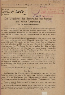 Die Vogelwelt des Eichwaldes bei Pieckel und seiner Umgebung