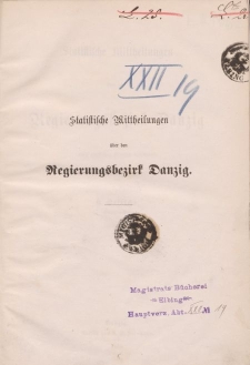 Statistische Mittheilungen über den Regierungsbezirk Danzig