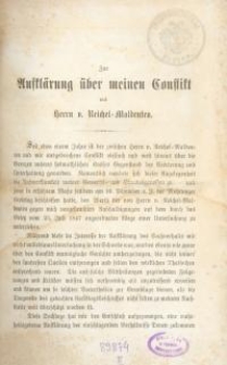 Zur Aufklärung über meinen Conflict mit Herrn v. Reichel-Maldeuten