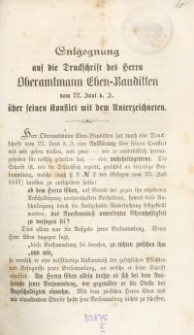 Entgegnung auf die Druckschrift des Herr Oberamtmann Eben-Bauditten vom 22. Juni d. J. über seinen Konflict mit dem...