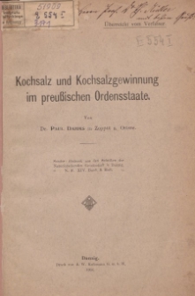 Kochsalz und Kochsalzgewinnung im preuβischen Ordensstaate