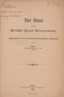 Das Statut für den Weichsel – Nogat – Deichverband […]