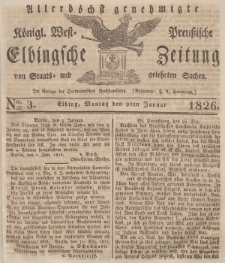 Elbingsche Zeitung, No. 3 Montag, 9 Januar 1826
