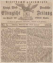 Elbingsche Zeitung, No. 5 Montag, 16 Januar 1826