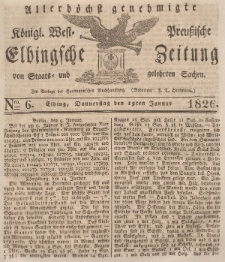 Elbingsche Zeitung, No. 6 Donnerstag, 19 Januar 1826