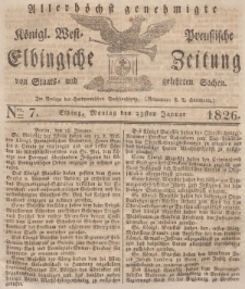 Elbingsche Zeitung, No. 7 Montag, 23 Januar 1826