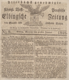 Elbingsche Zeitung, No. 9 Montag, 30 Januar 1826