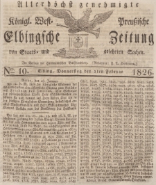 Elbingsche Zeitung, No. 10 Donnerstag, 2 Februar 1826