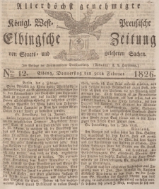 Elbingsche Zeitung, No. 12 Donnerstag, 9 Februar 1826