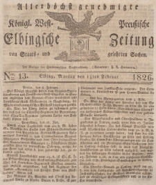 Elbingsche Zeitung, No. 13 Montag, 13 Februar 1826