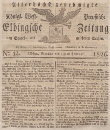 Elbingsche Zeitung, No. 13 Montag, 13 Februar 1826