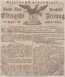 Elbingsche Zeitung, No. 16 Donnerstag, 23 Februar 1826
