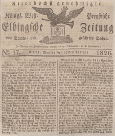 Elbingsche Zeitung, No. 17 Montag, 27 Februar 1826