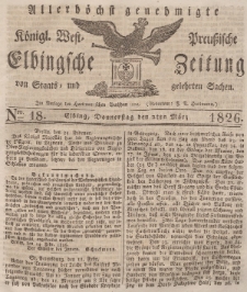 Elbingsche Zeitung, No. 18 Donnerstag, 2 März 1826