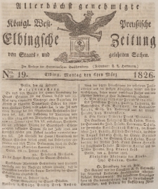 Elbingsche Zeitung, No. 19 Montag, 6 März 1826