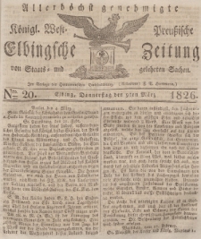 Elbingsche Zeitung, No. 20 Donnerstag, 9 März 1826