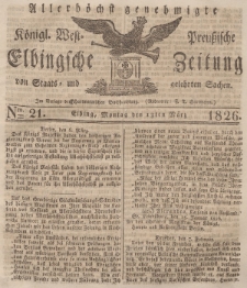 Elbingsche Zeitung, No. 21 Montag, 13 März 1826