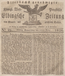Elbingsche Zeitung, No. 22 Donnerstag, 16 März 1826