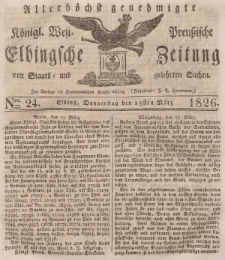 Elbingsche Zeitung, No. 24 Donnerstag, 23 März 1826