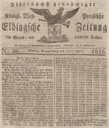 Elbingsche Zeitung, No. 30 Donnerstag, 13 April 1826