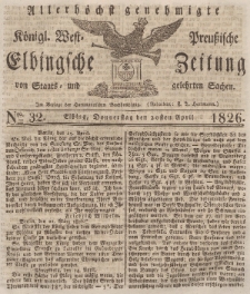 Elbingsche Zeitung, No. 32 Donnerstag, 20 April 1826