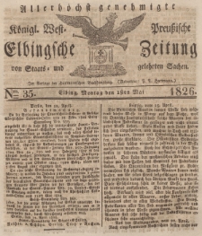 Elbingsche Zeitung, No. 35 Montag, 1 Mai 1826