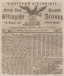 Elbingsche Zeitung, No. 40 Donnerstag, 18 Mai 1826