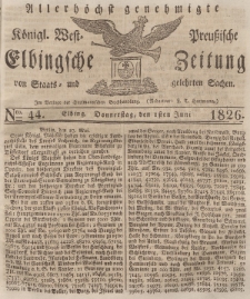 Elbingsche Zeitung, No. 44 Donnerstag, 1 Juni 1826