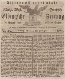 Elbingsche Zeitung, No. 45 Montag, 5 Juni 1826