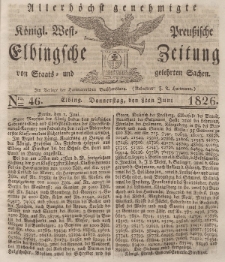 Elbingsche Zeitung, No. 46 Donnerstag, 8 Juni 1826