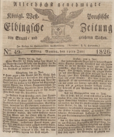 Elbingsche Zeitung, No. 49 Montag, 19 Juni 1826